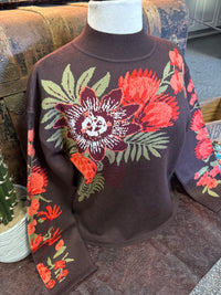 EN Chocolate Coral Floral Sweater