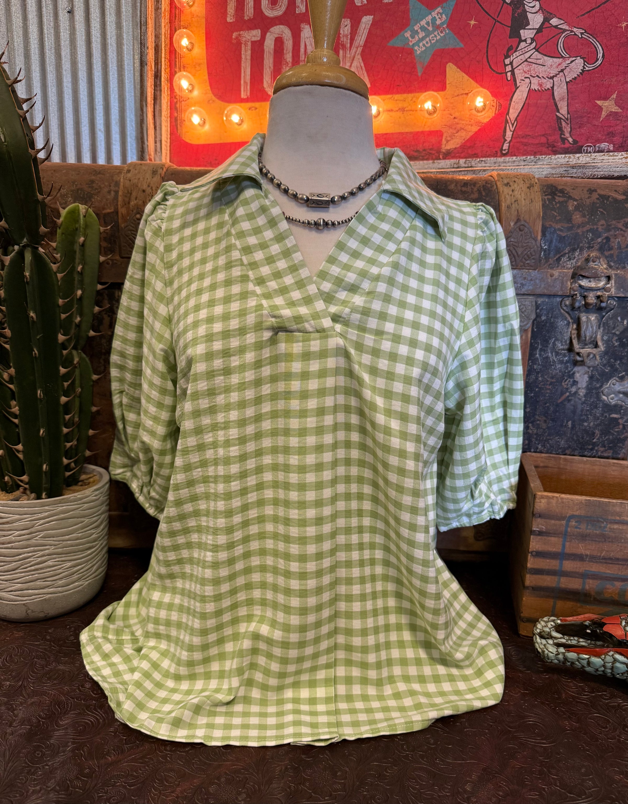 UM Green Bingham Top