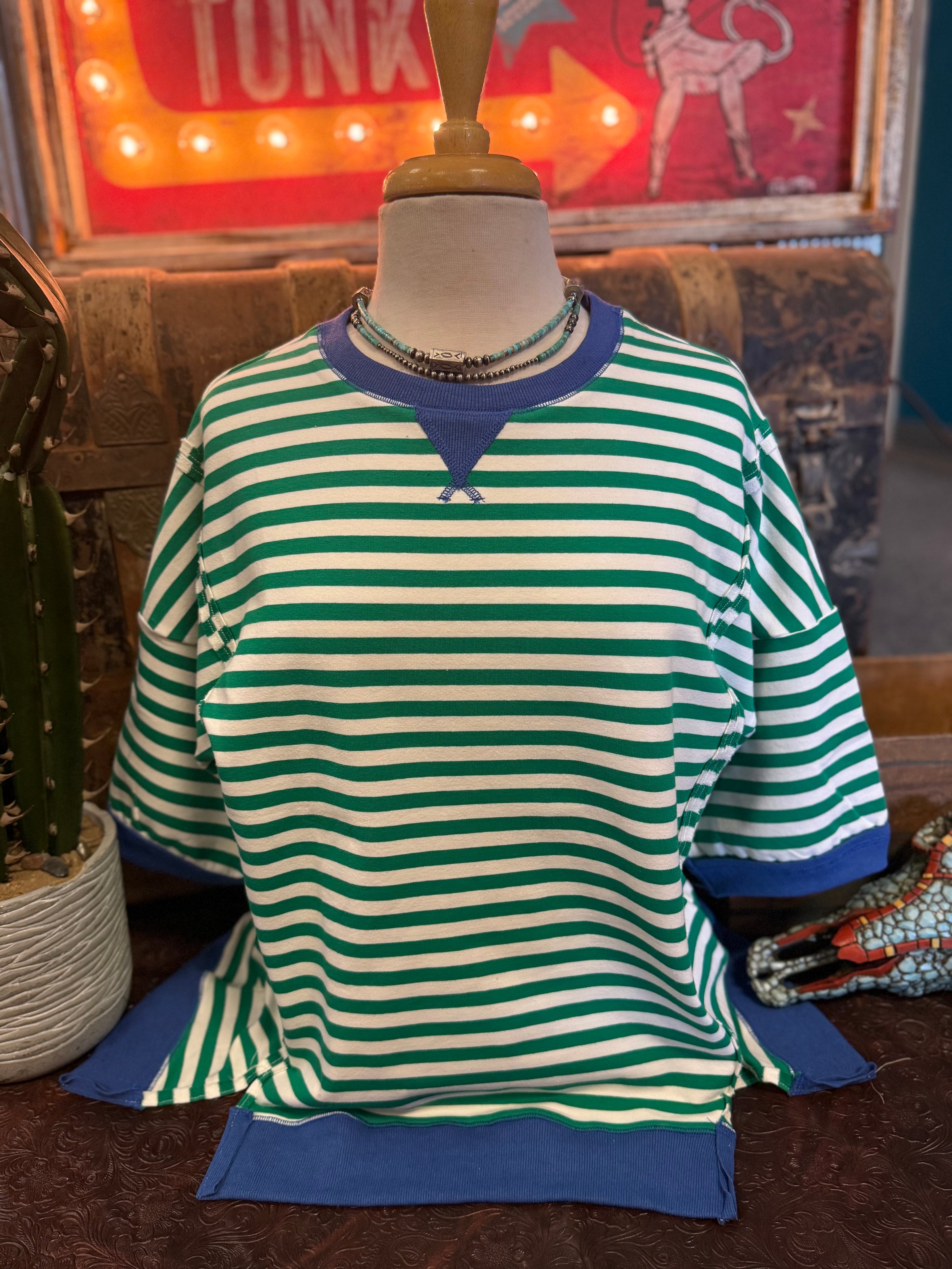 VJ Kelly Green/Cream Stripe