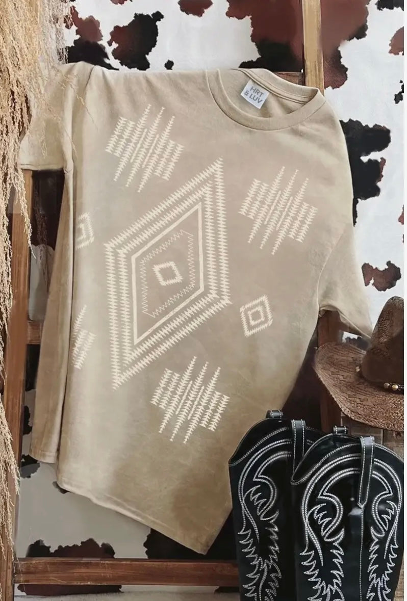 HL Aztec Boho Tee Beige