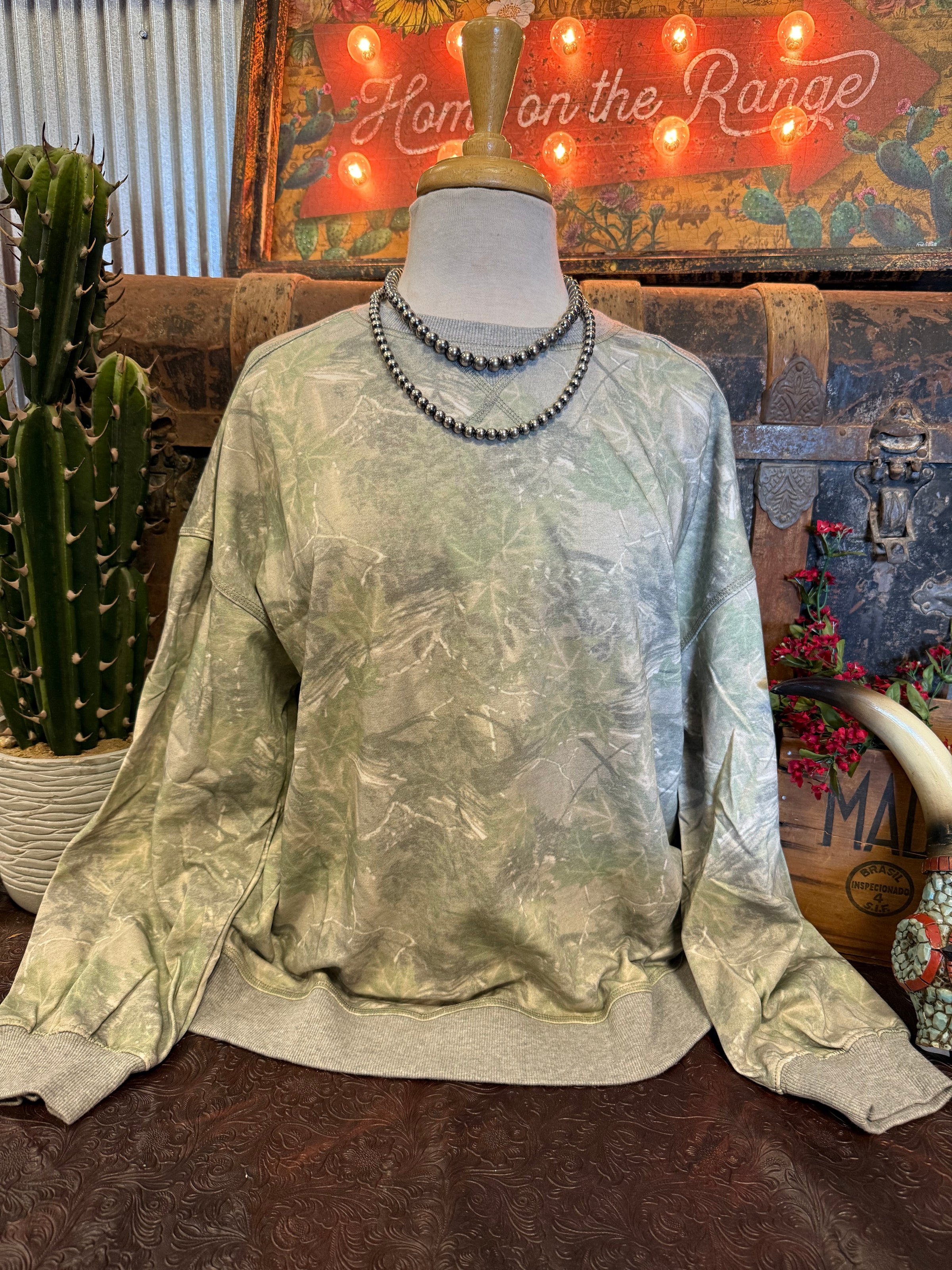 VJ Green Camo LS Top