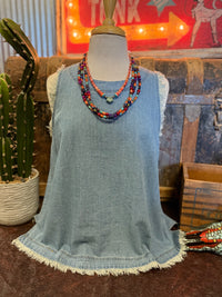 UM Light Denim Frayed Sleeveless