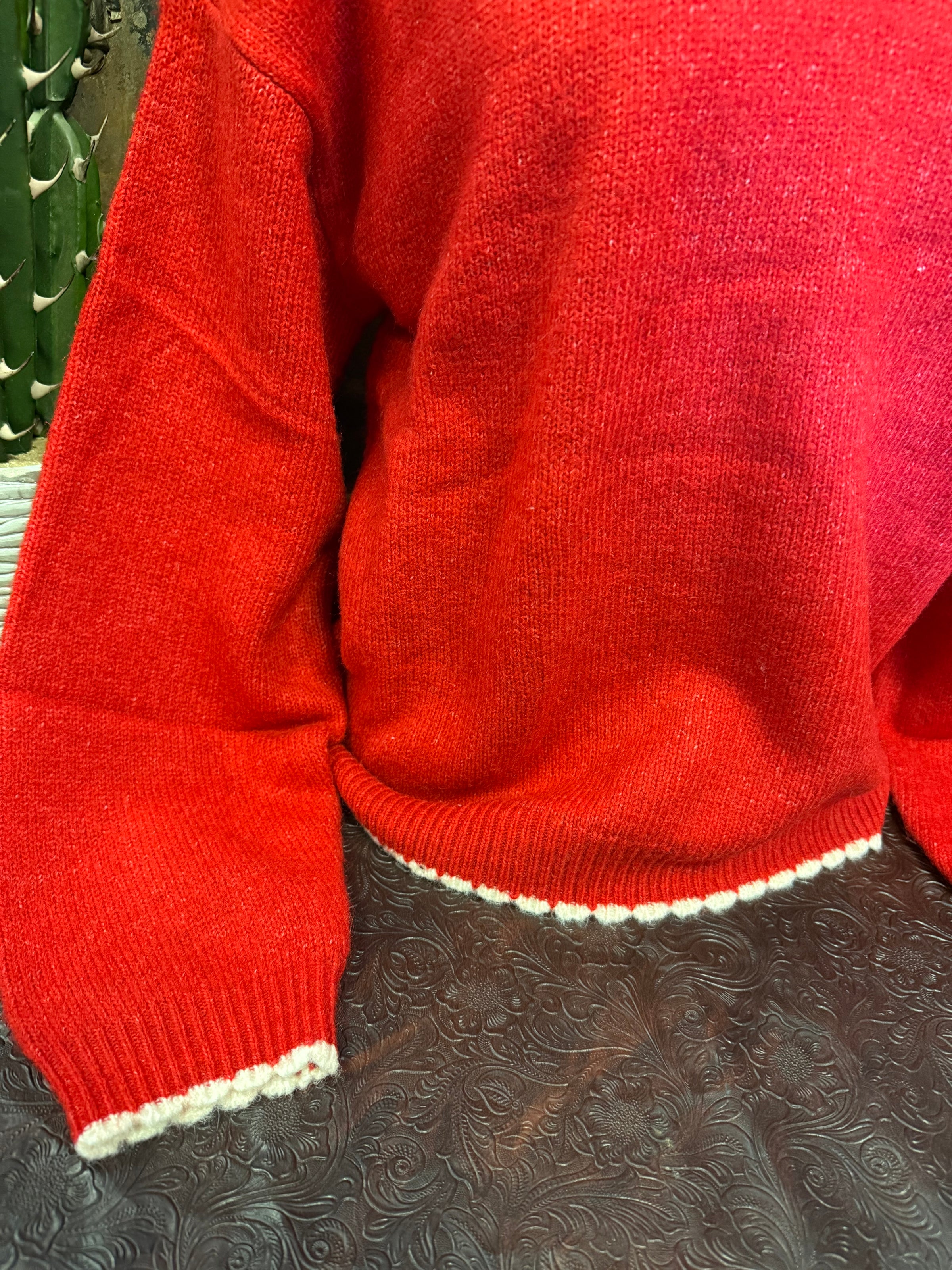 BP Red White Trim Sweater