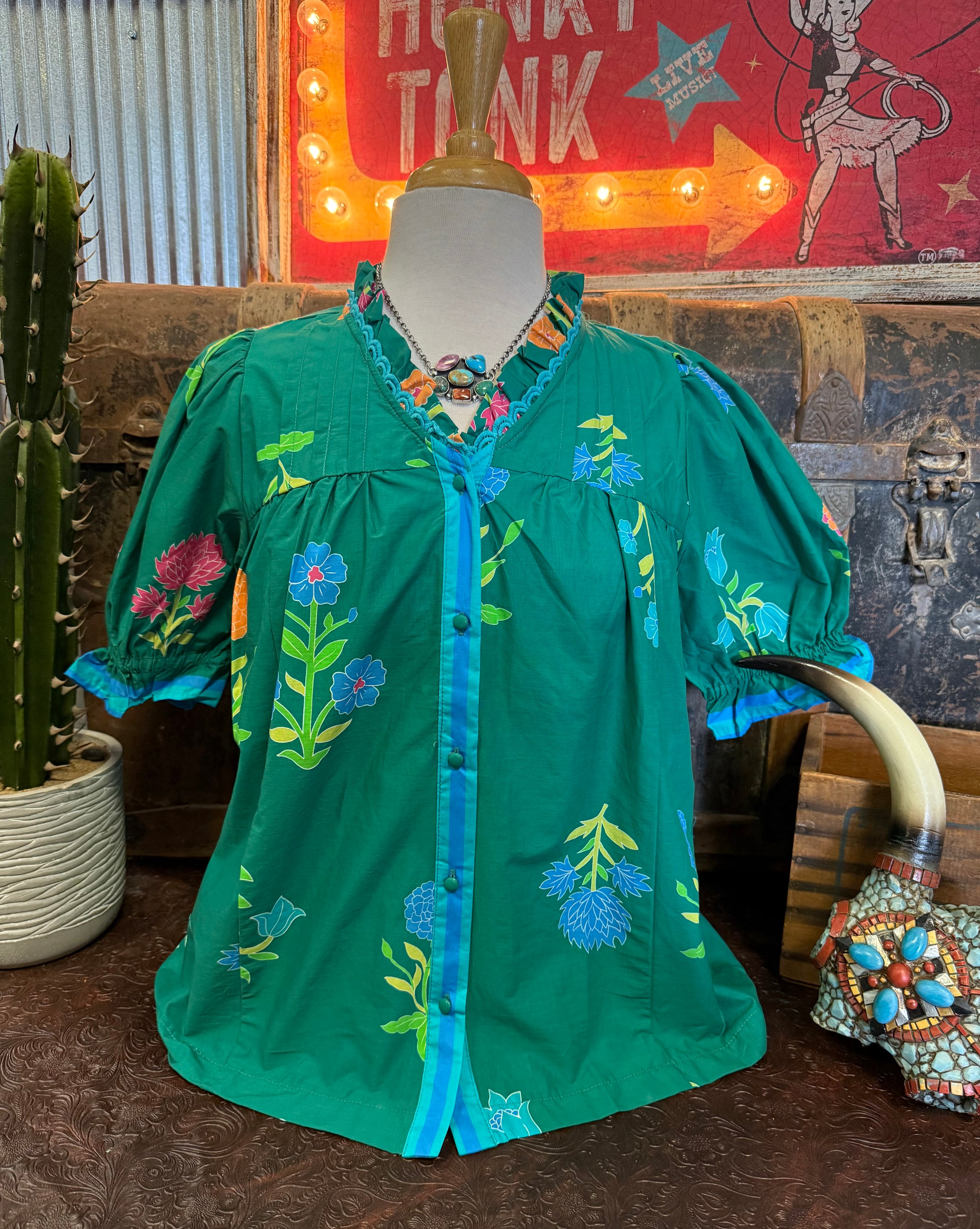 UM Green Floral Short Sleeve