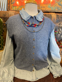 BP Denim Blue Sleeveless Cardigan