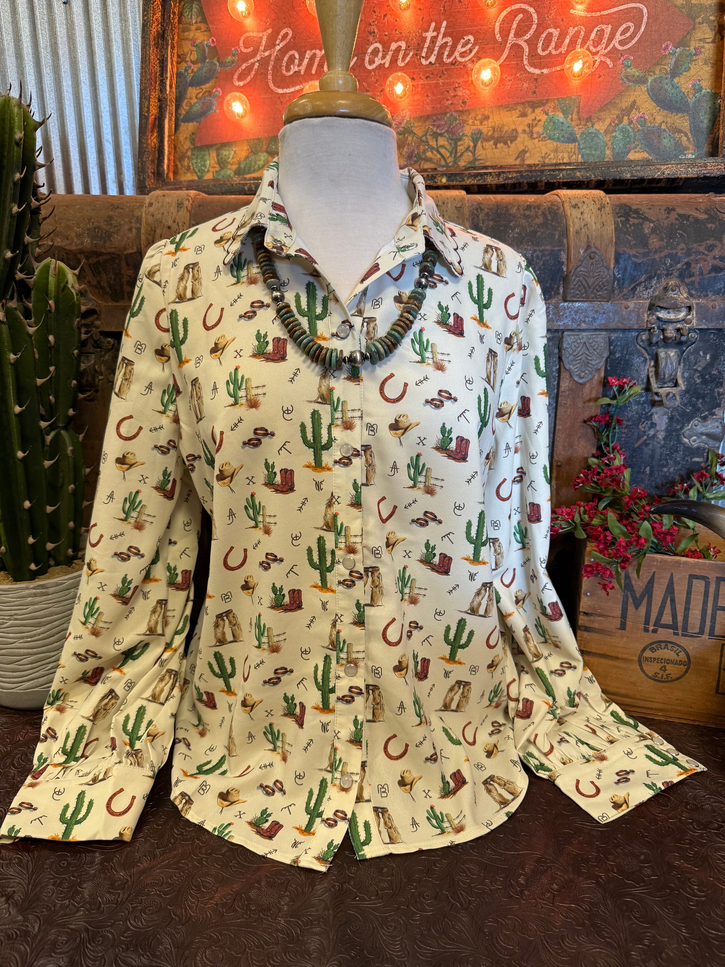 LB Cactus Pearl Snap LS
