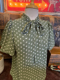 SS Olive Polka Dot Bow Top