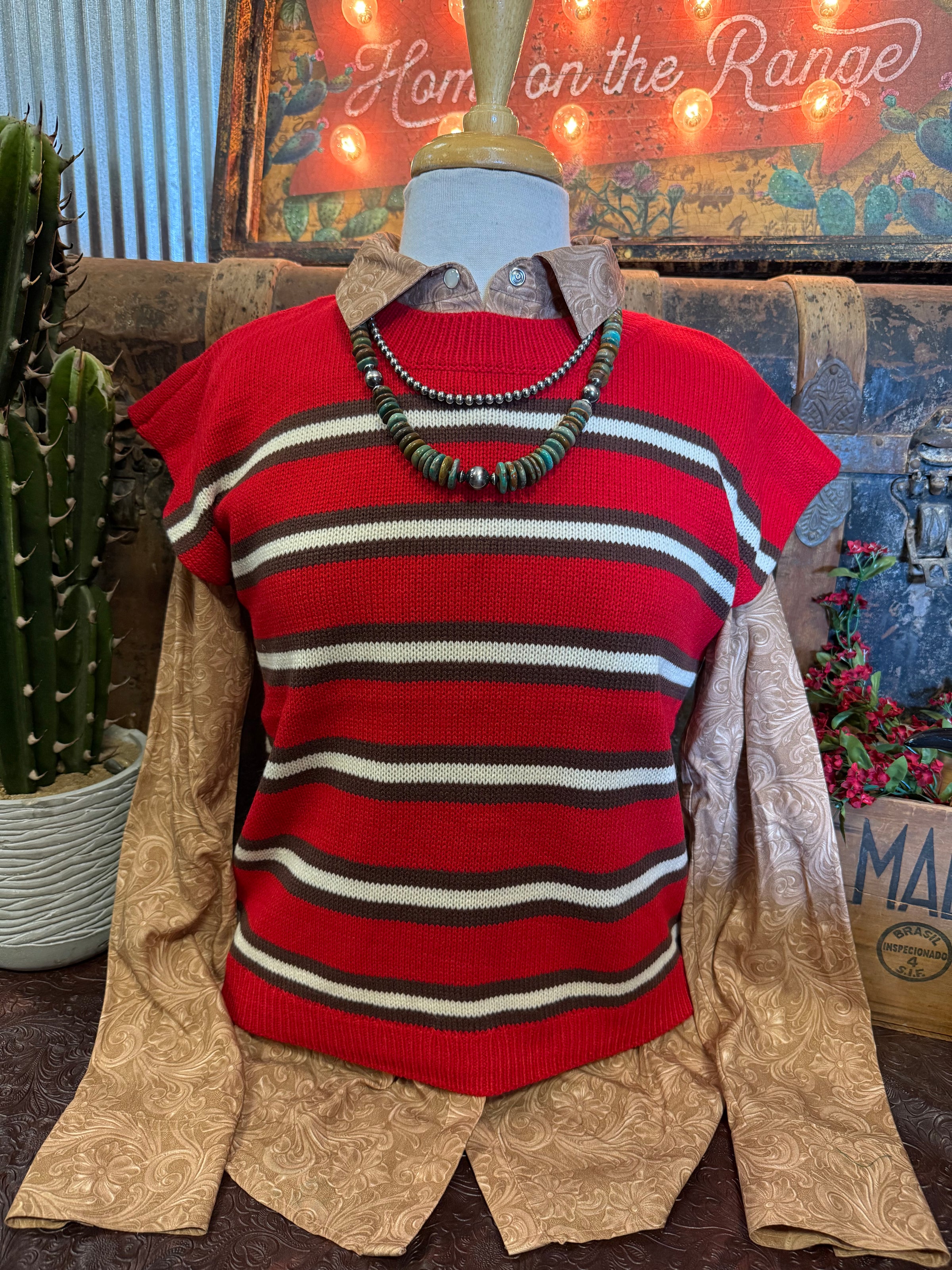 VJ Red/Choc Sweater Vest