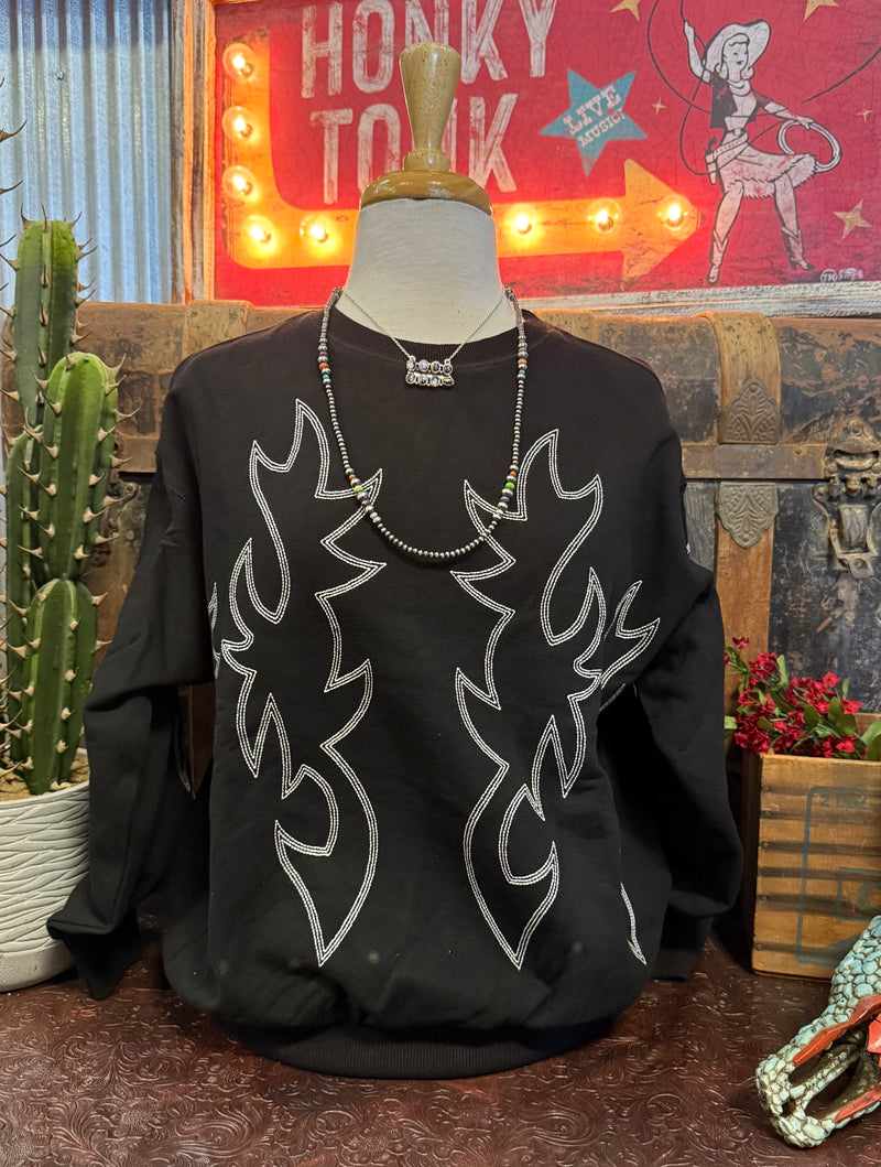 BB Black Boot Stitch Sweatshirt