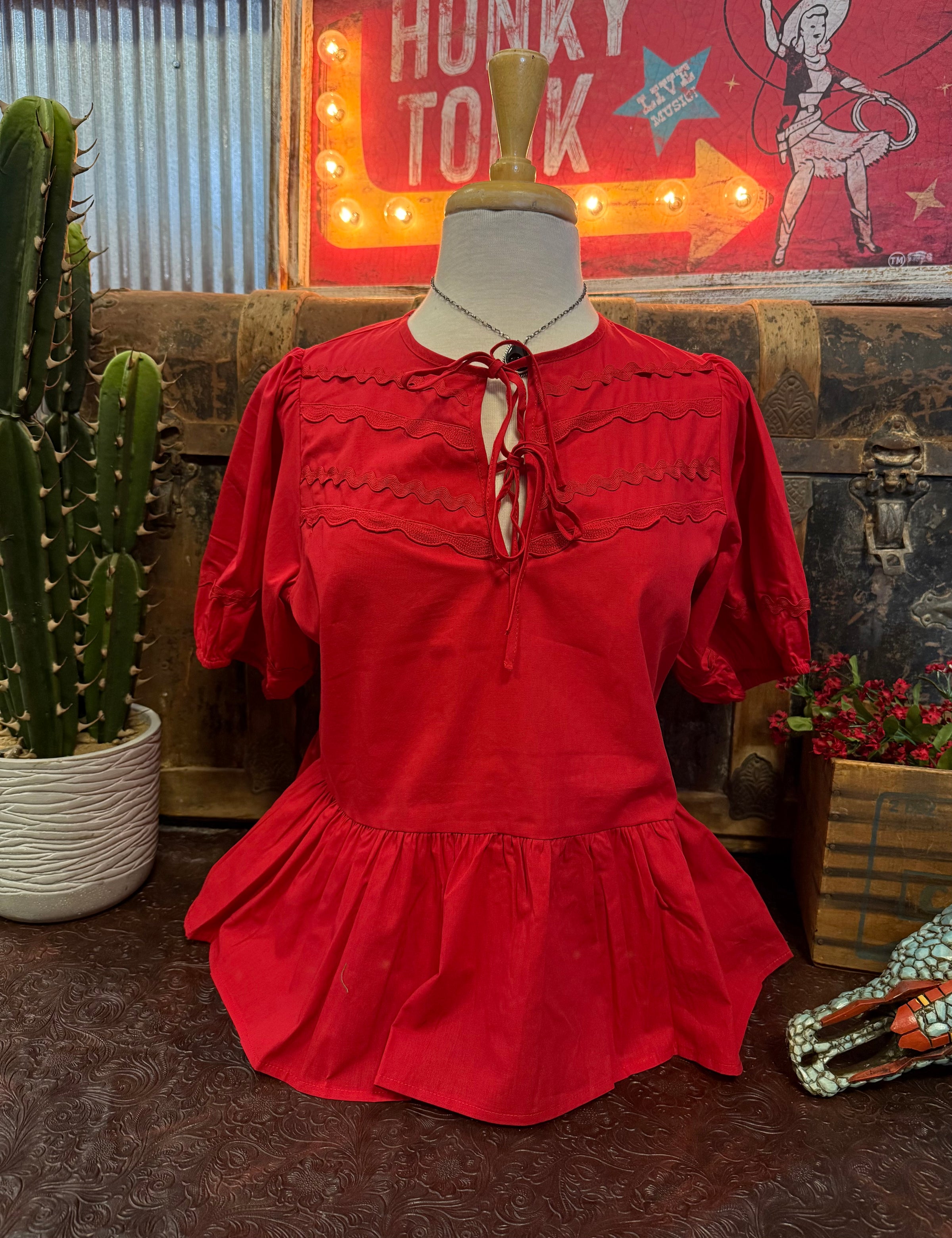 UM Red Bow Top