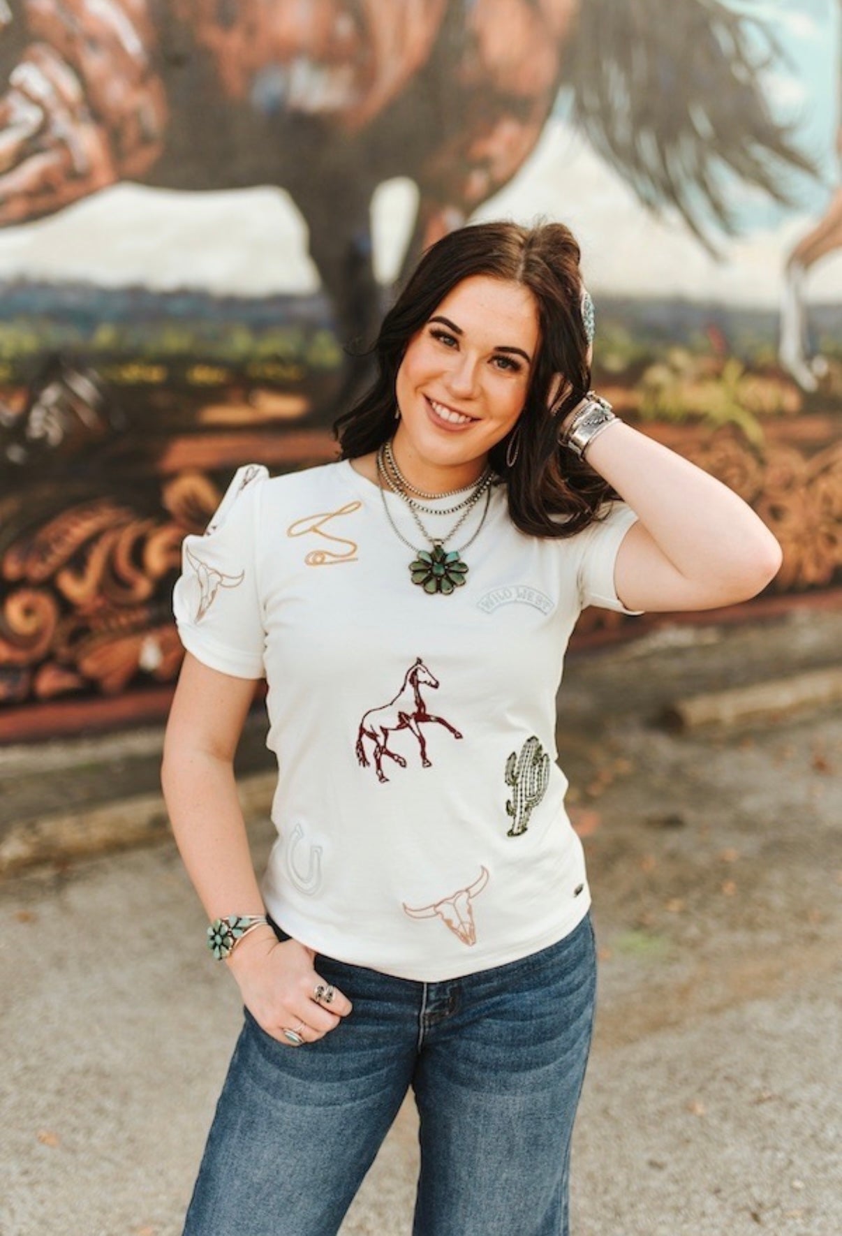 LB White Embroidered Puff Sleeve