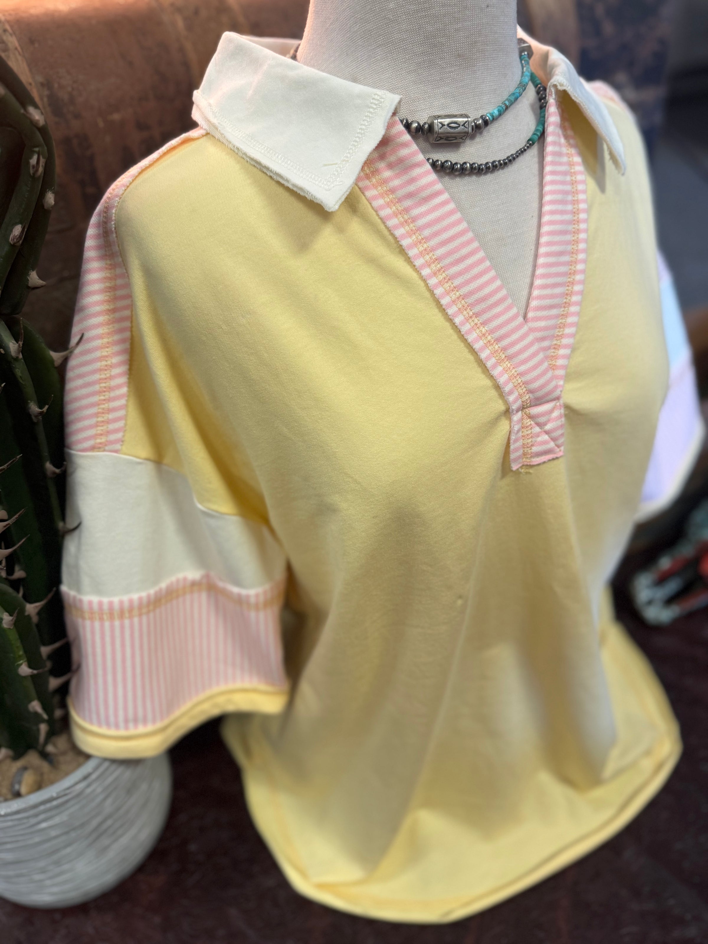 VJ Yellow Collard Top