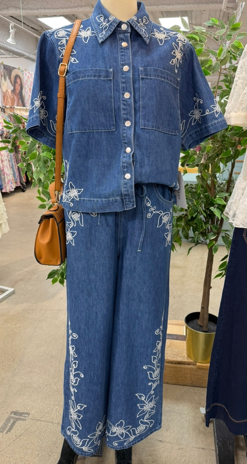 LS Denim Embroidered Pants