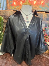 EE Black Faux Leather 3/4 Sleeve