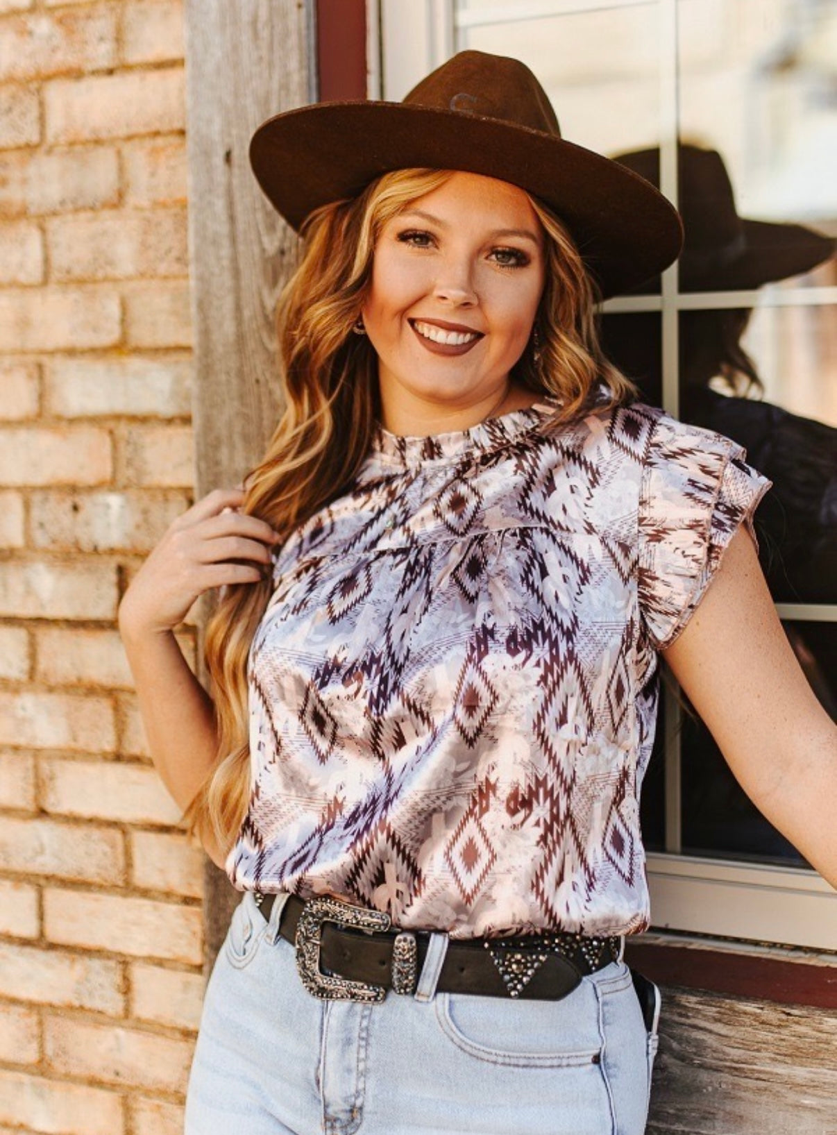 LB Burgundy Aztec Sleeveless