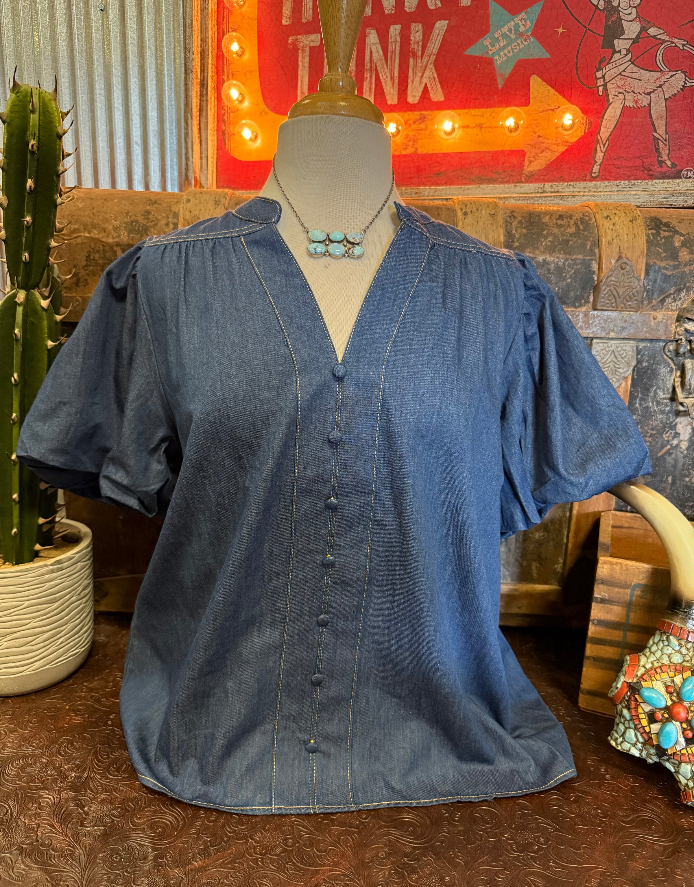 UM Denim Bubble Sleeve