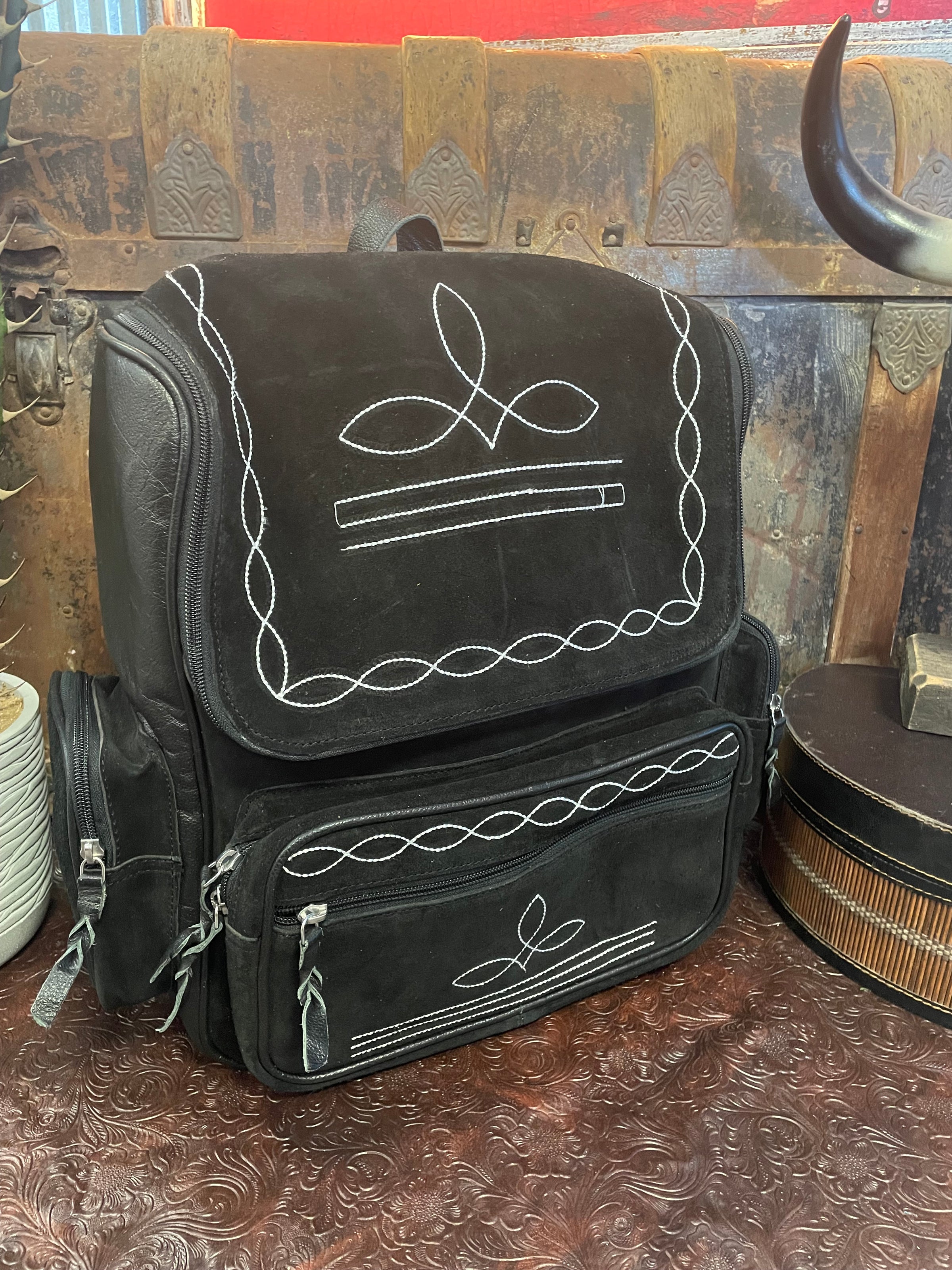 WL Black Boot Stitch Backpack