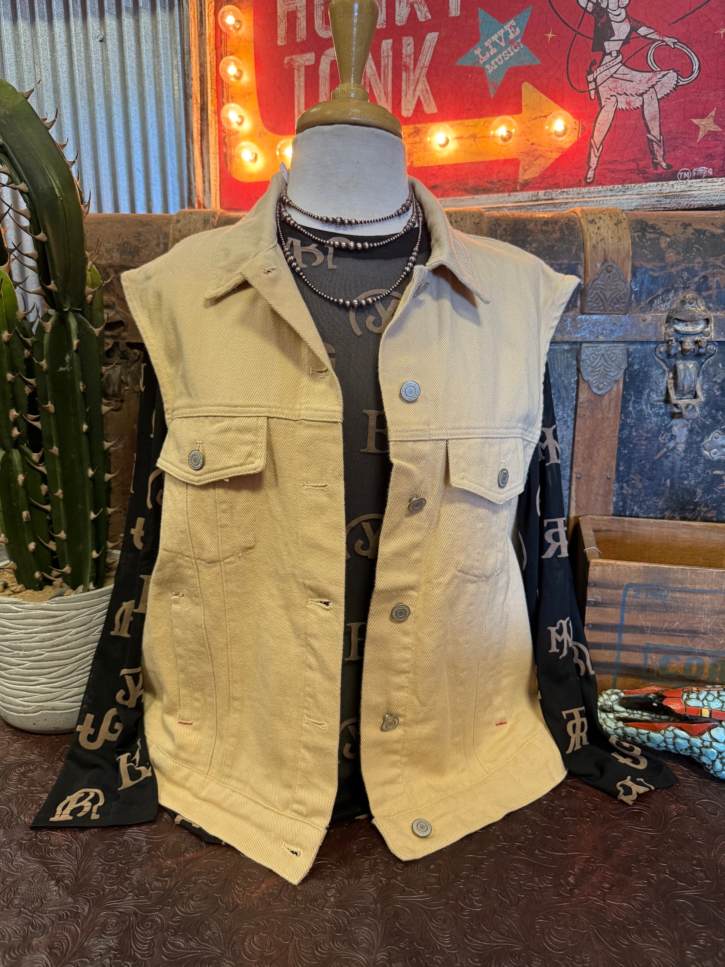 UD Oatmeal Western Print Vest