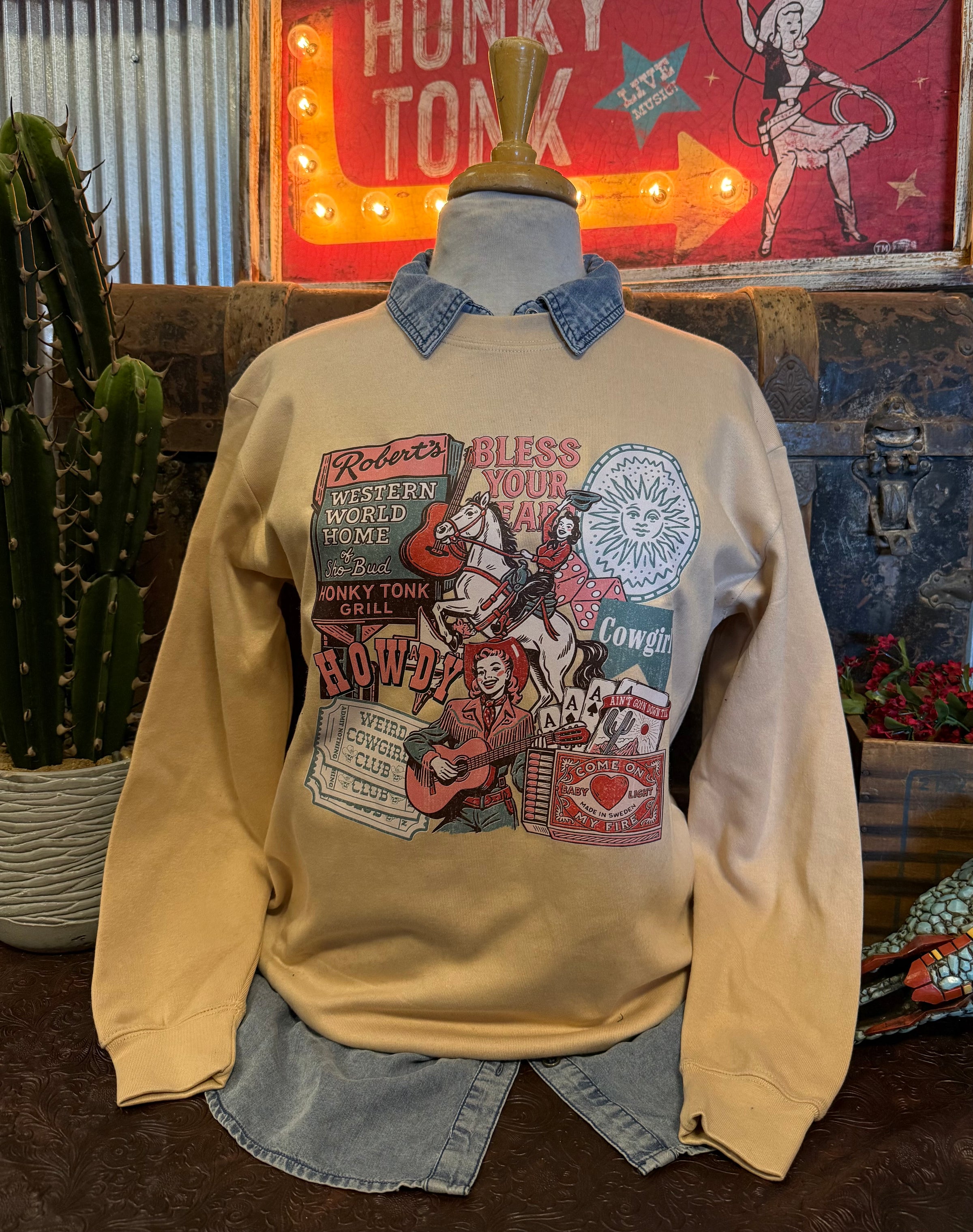 LB Tan Western Sweatshirt