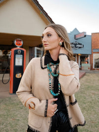BB Beige Western Sweater Jacket