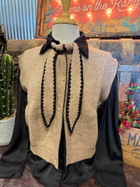 MS Taupe Tie Sweater Vest