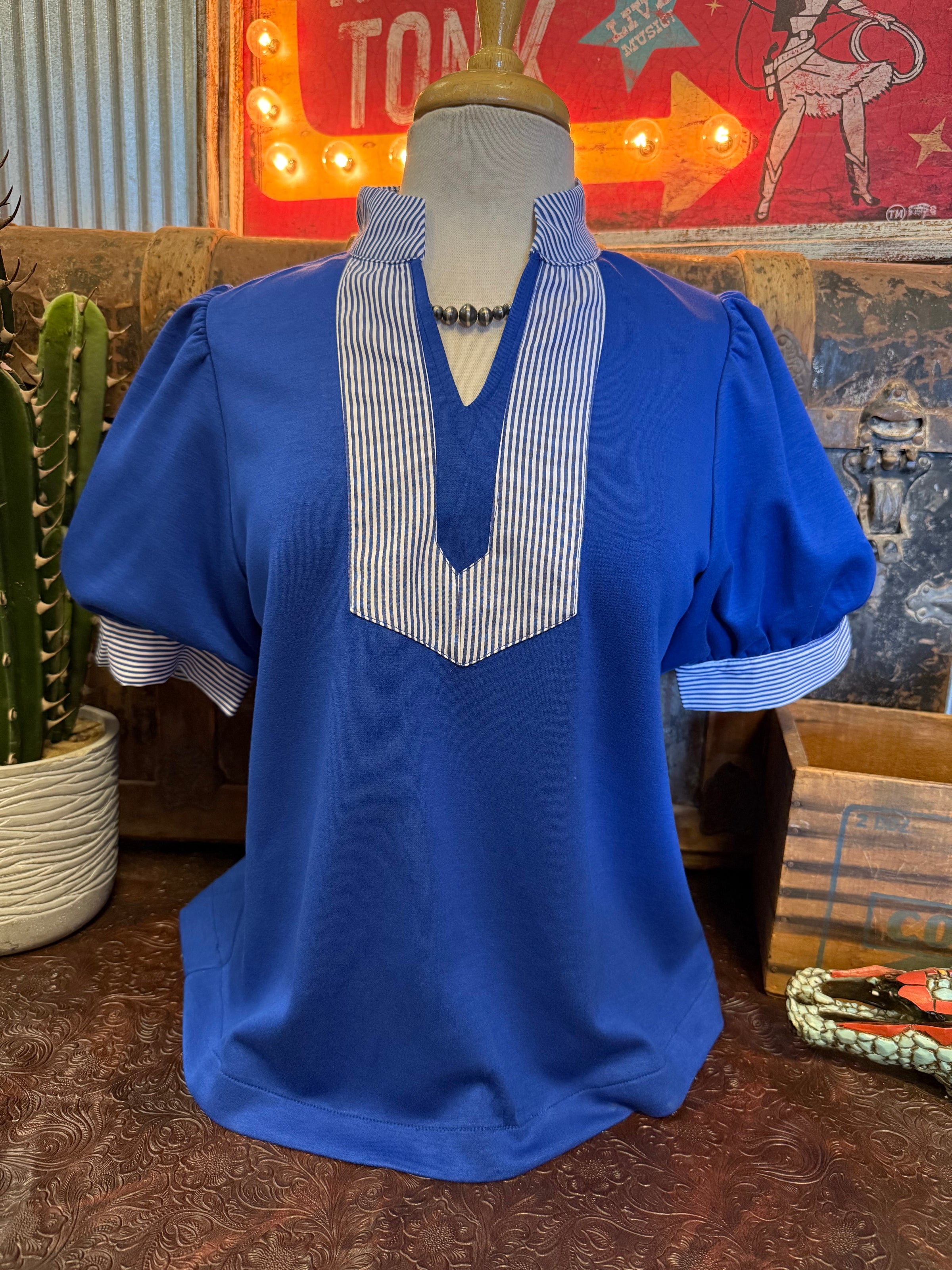 JD Royal Blue Puff Sleeve