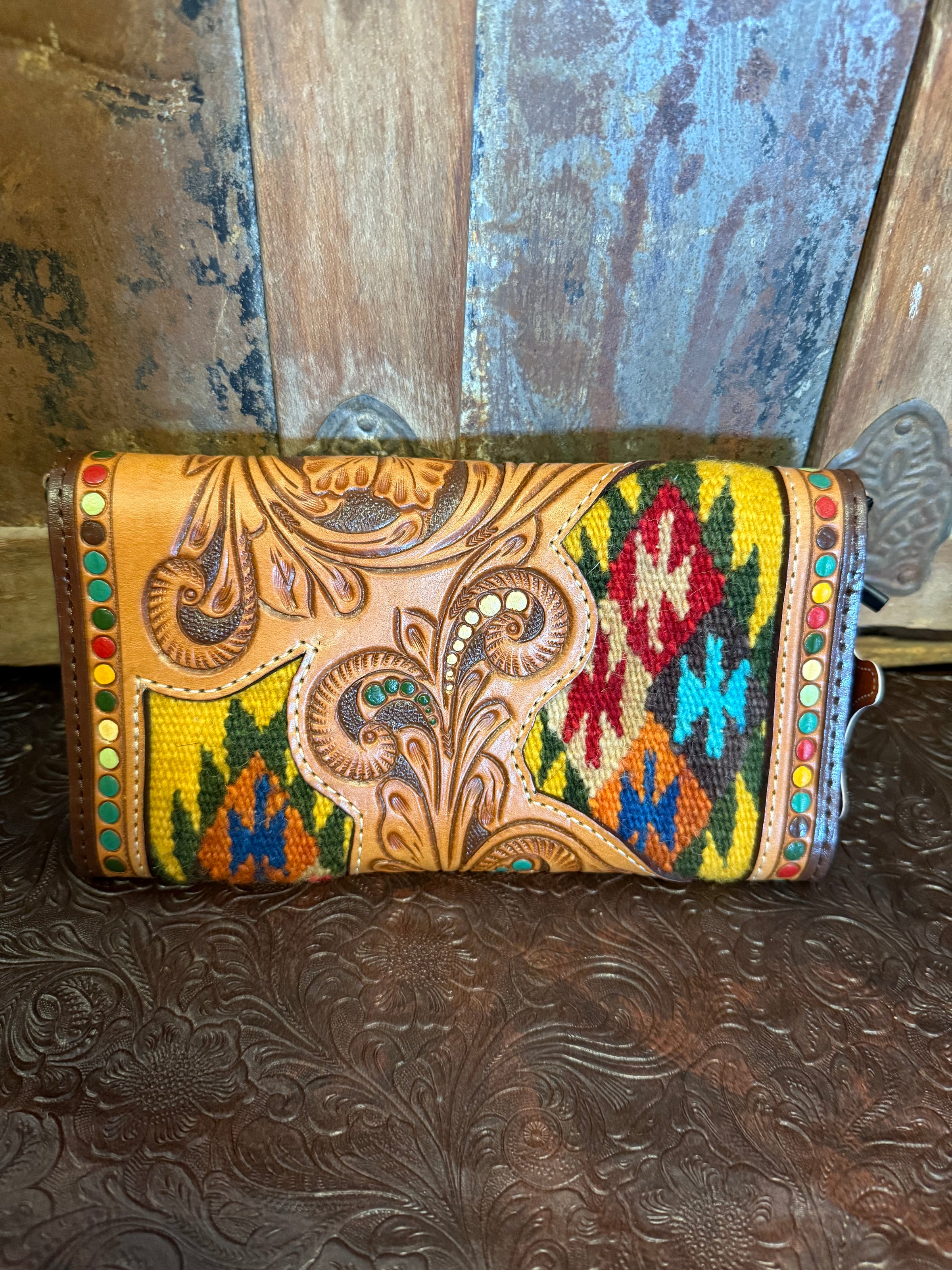 AD Aztec Leather/Fabric Wallet