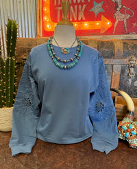 PS Denim Embroidered Top