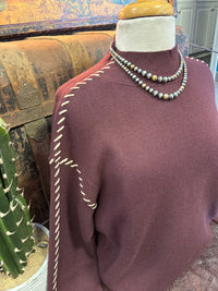 JD Plum Whipstitch Sweater