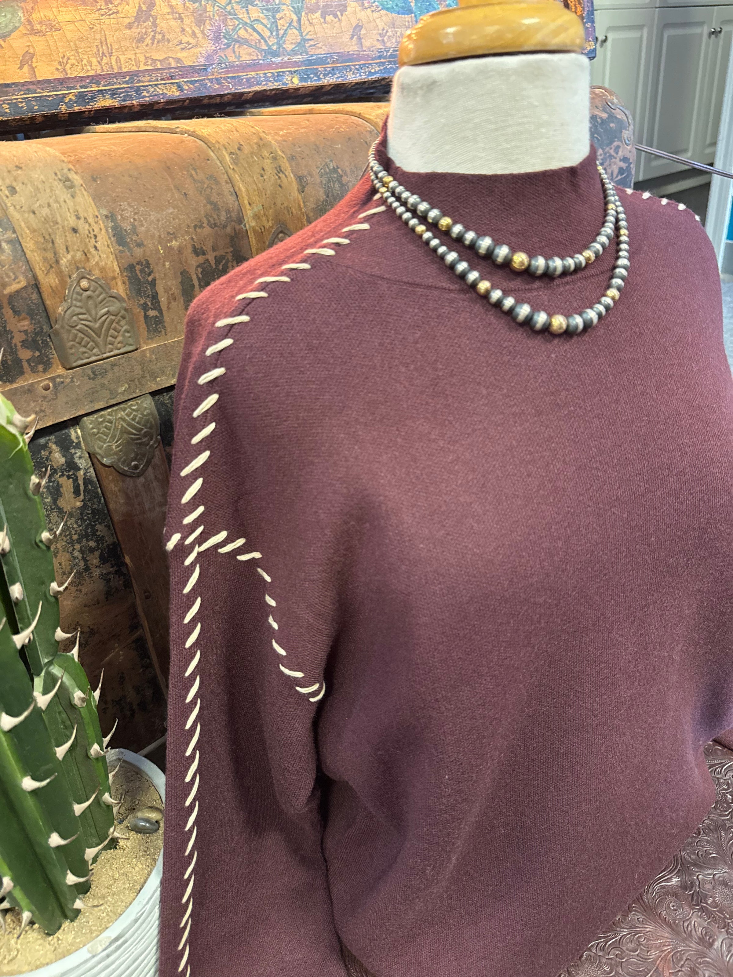 JD Plum Whipstitch Sweater