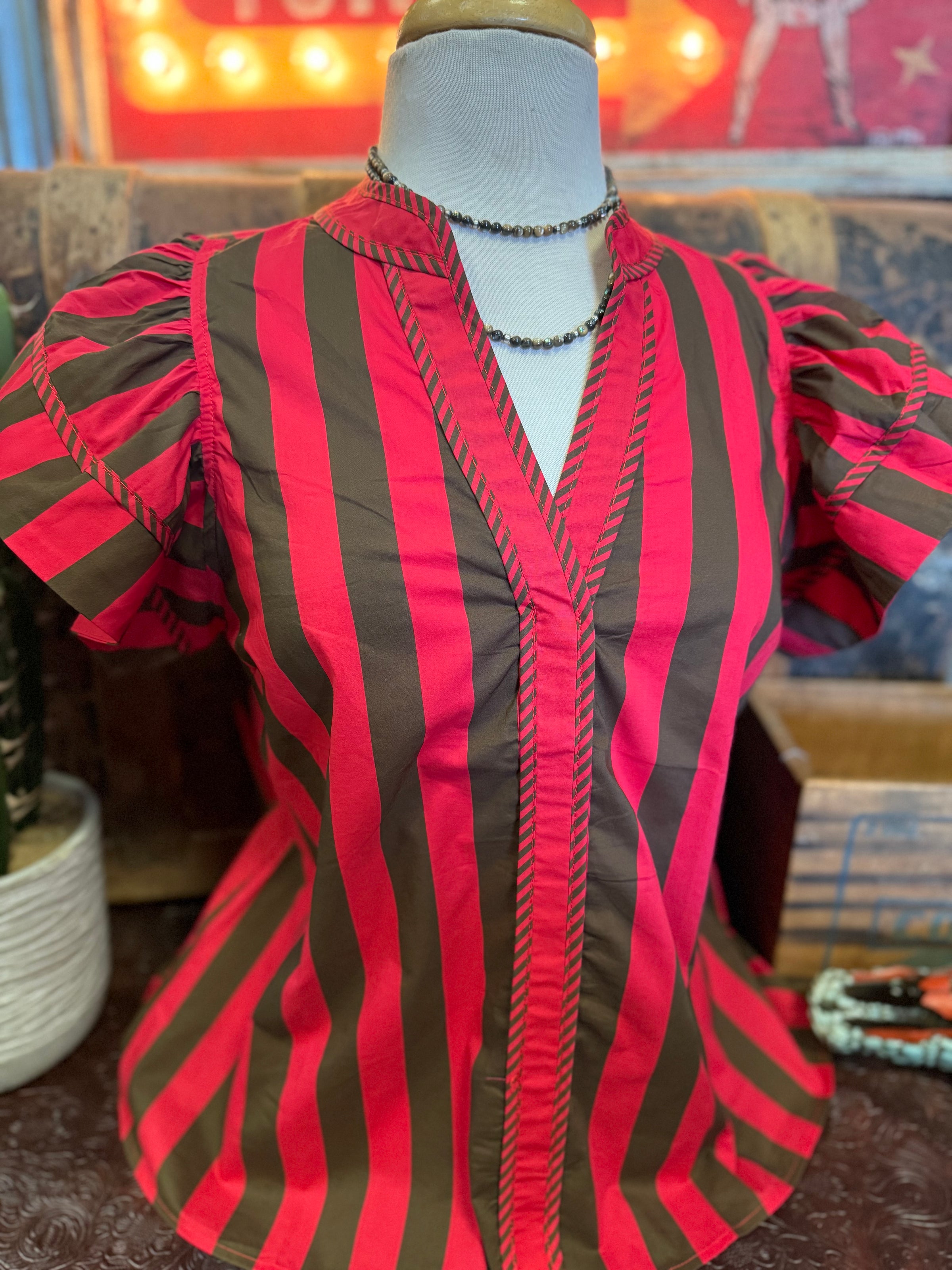 EN Red/Brown Stripe Top