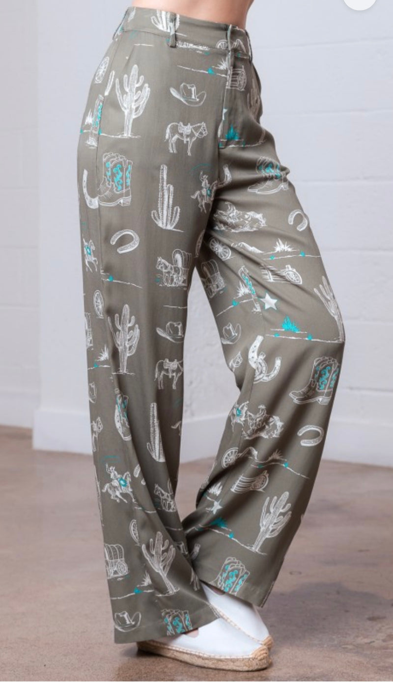 TY Olive Western Pants