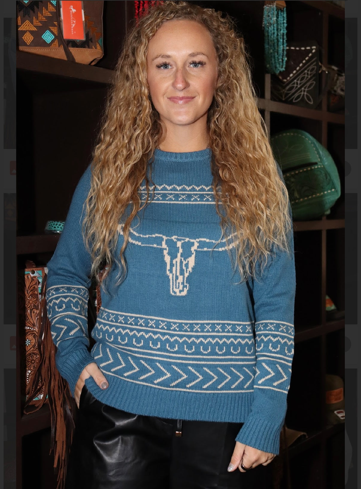 CR Blue Longhorn Sweater