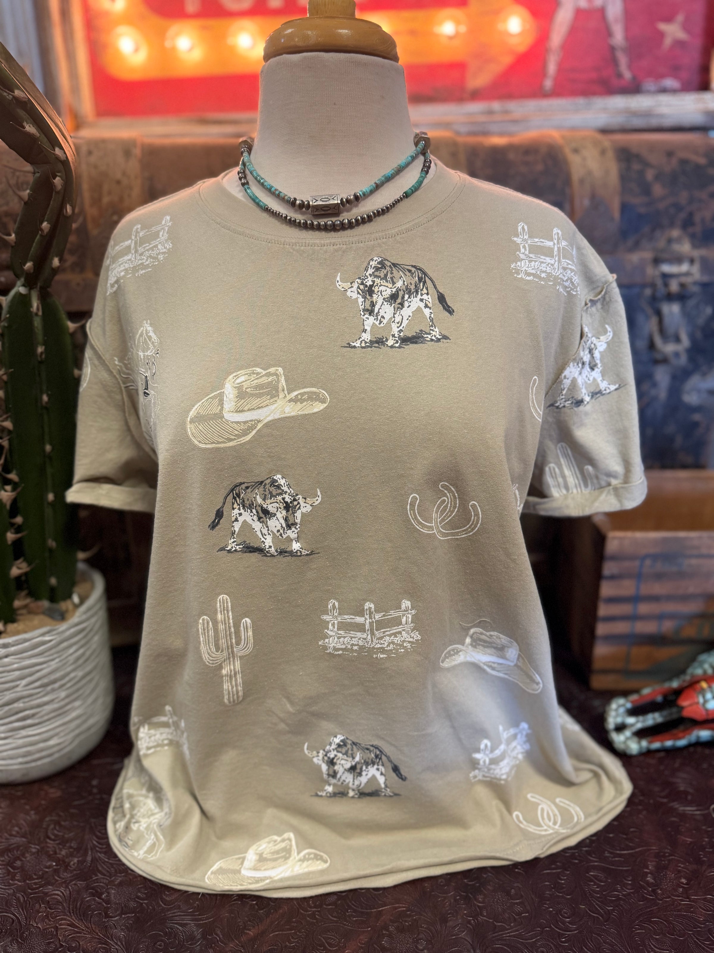 BB Beige Western Tee