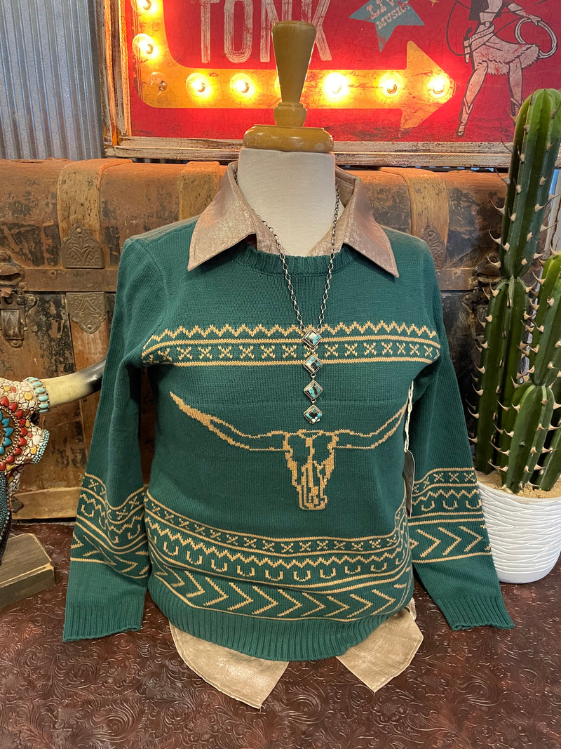 CR Longhorn Sweater Teal