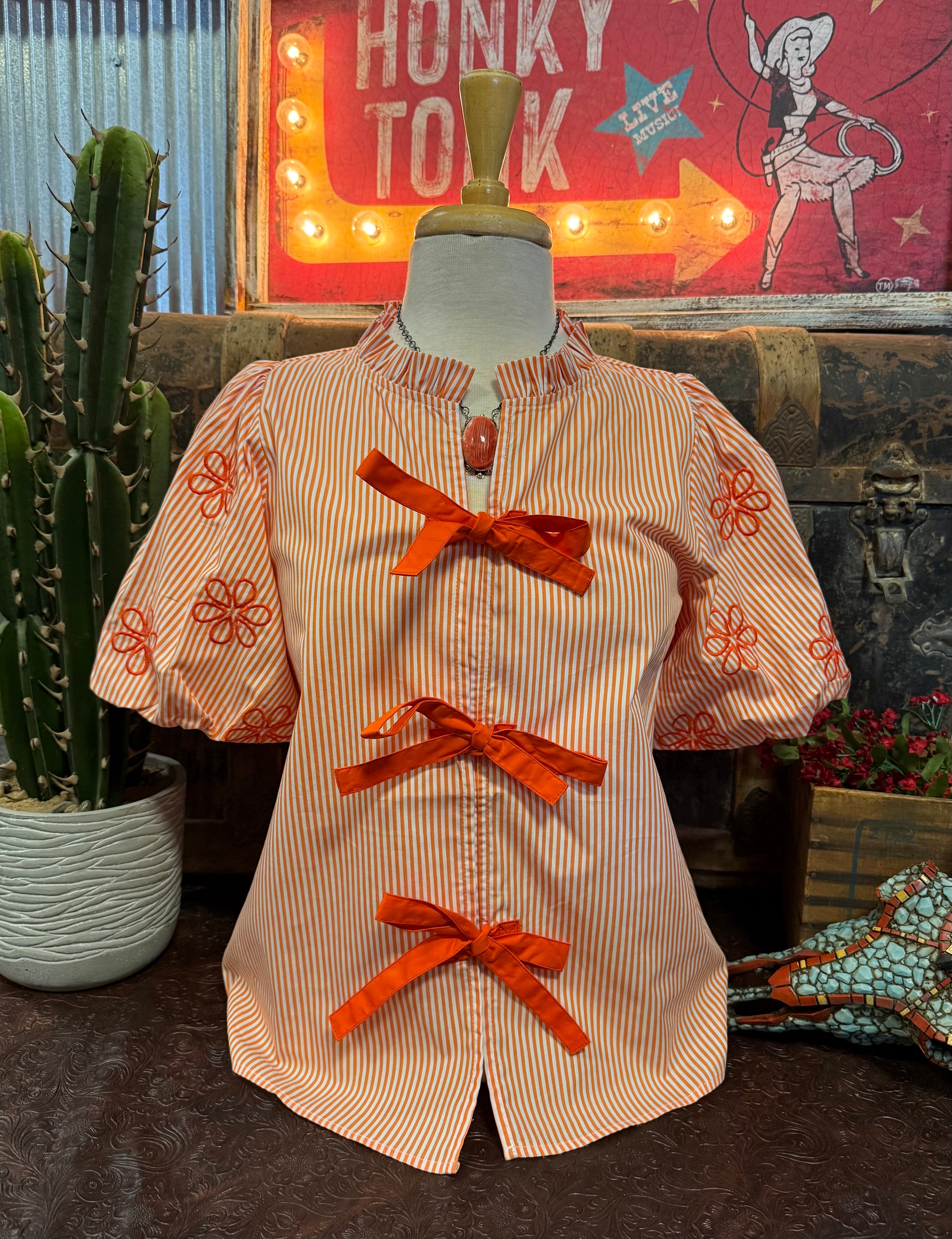 JD Orange Bow Top