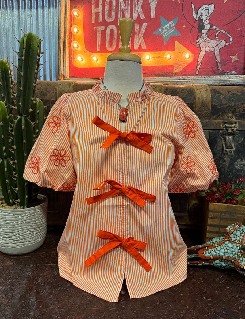 JD Orange Bow Top