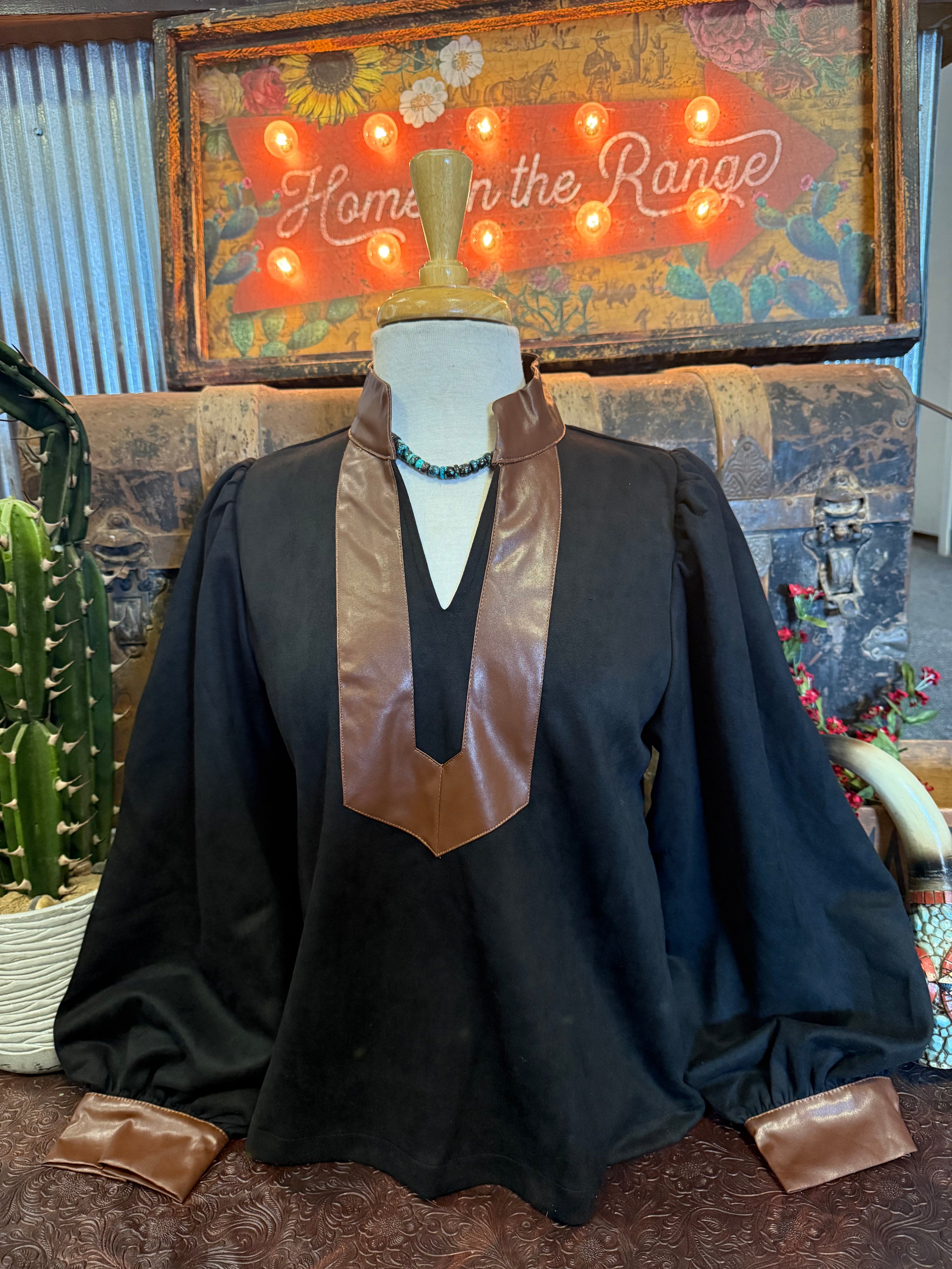 JD Black with Faux Leather Top