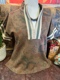 JD Brown Floral Half Zip