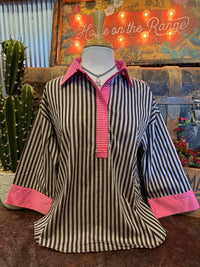 SS Chocolate/Pink Stripe 3/4