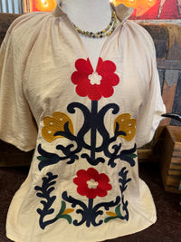 UM Tan Floral Short Sleeve