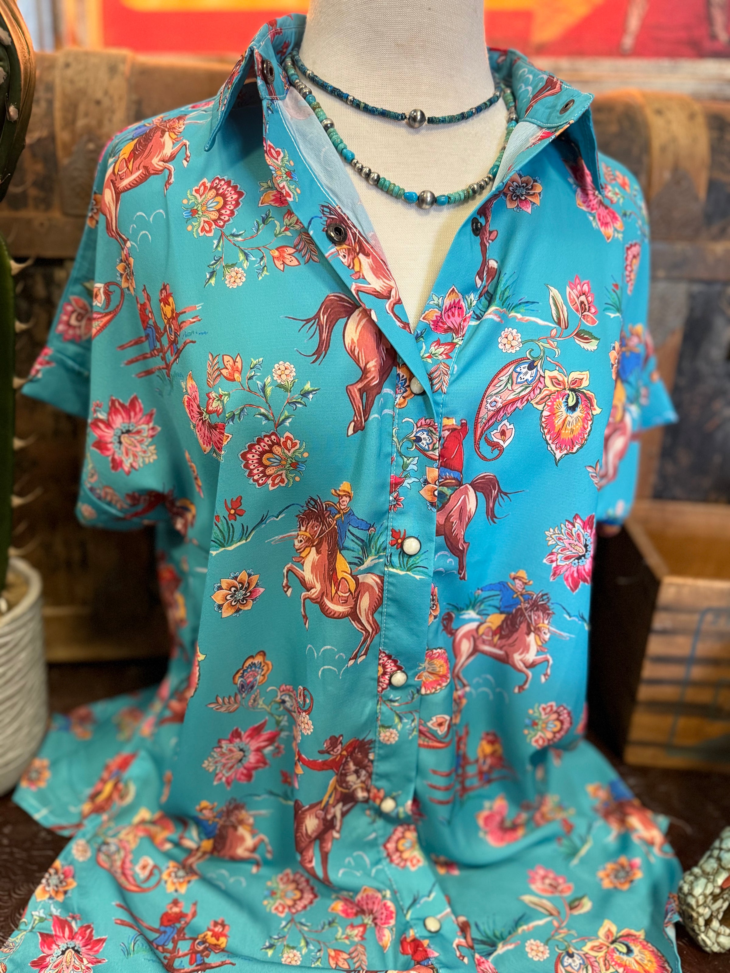 FX Turquoise Western Floral BU