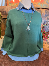 SS Green 3/4 Sleeve Sweater