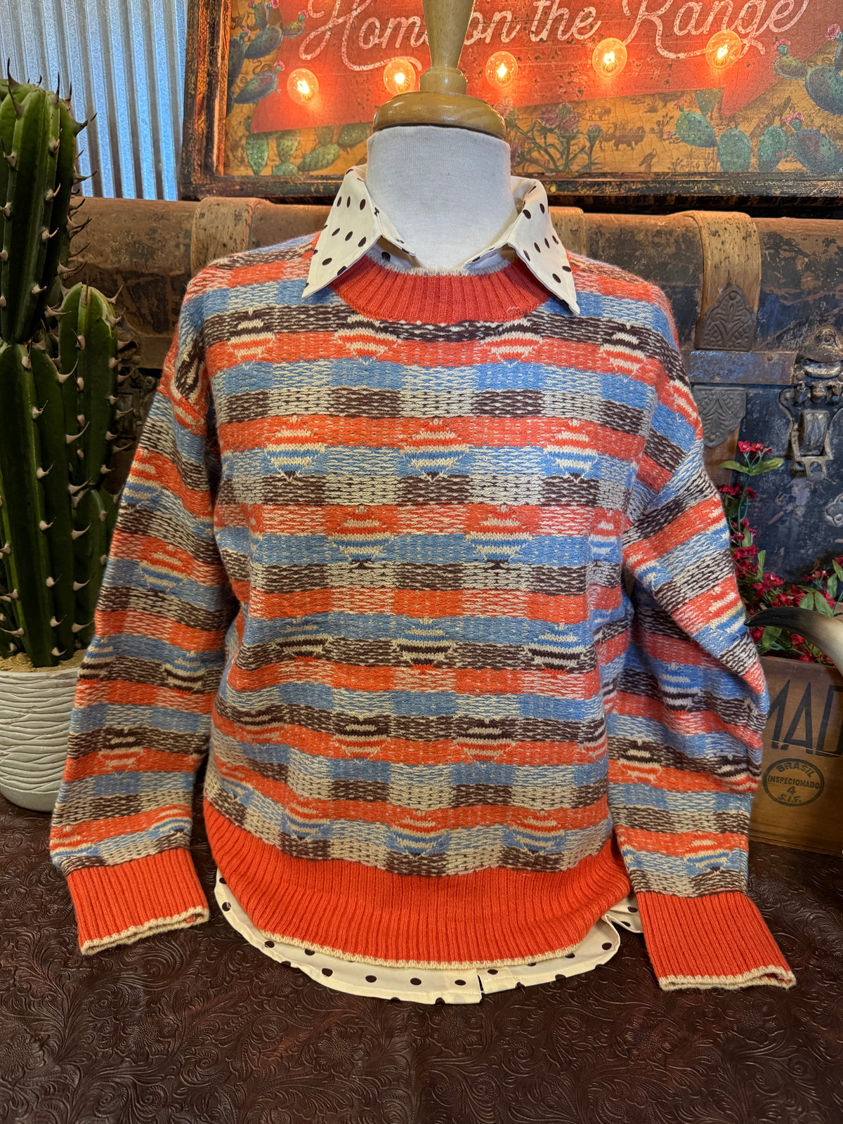 MR Orange Blue Multi Sweater