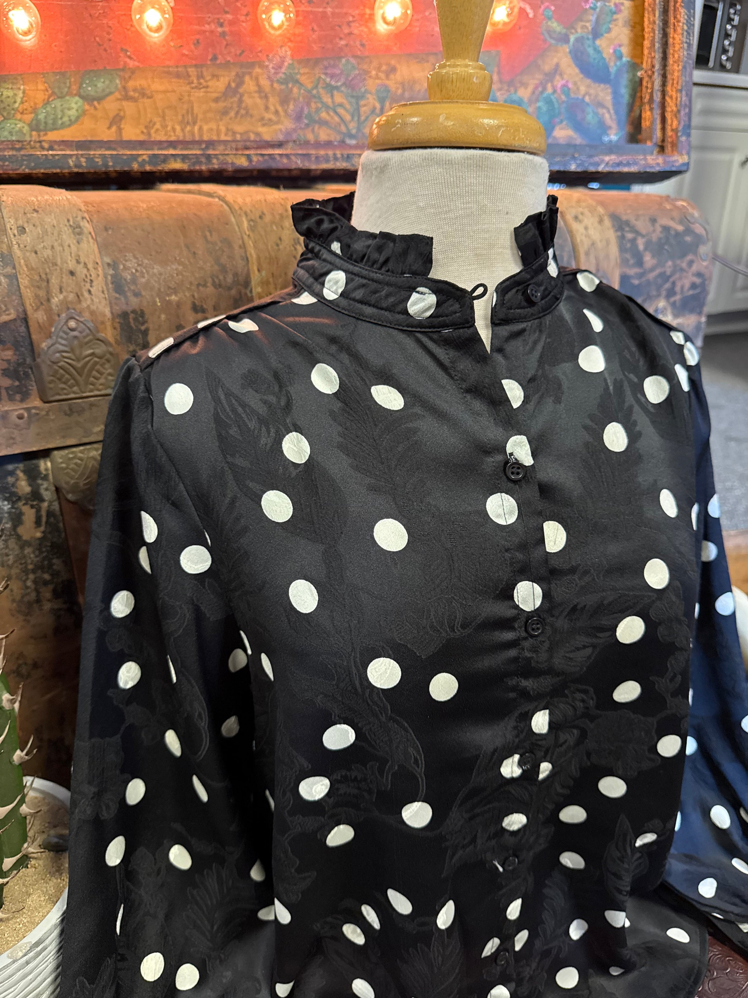 EE Black White Polka Dot BU LS