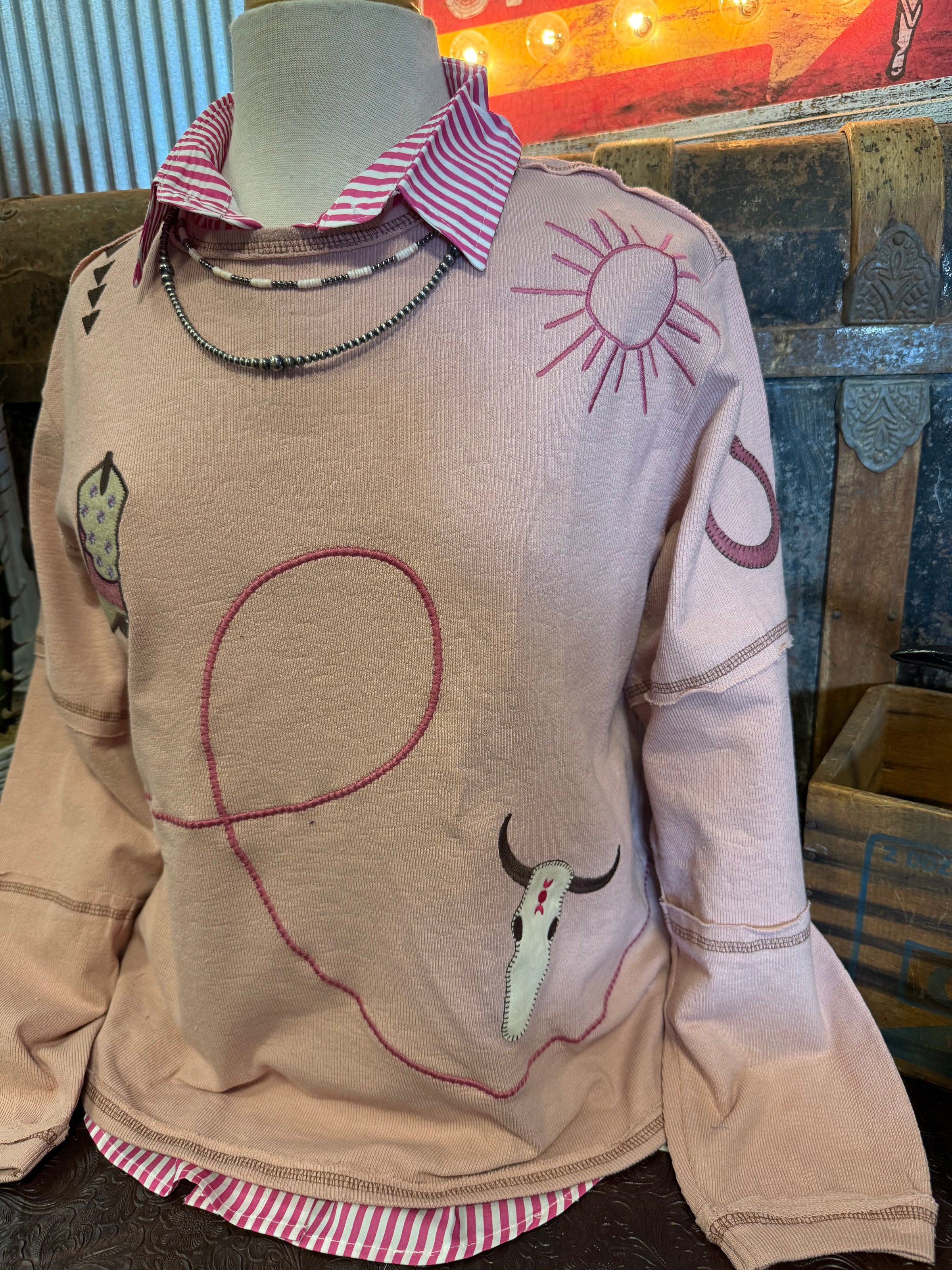 TY Pink Embroidered Top