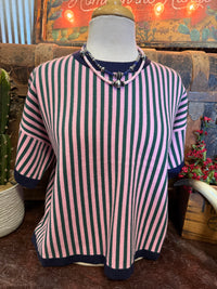 SS Navy/Pink SS Sweater
