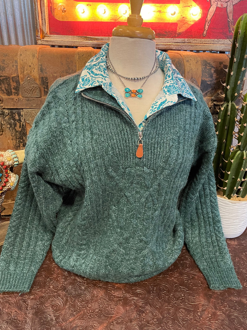 CR Teal Half Zip