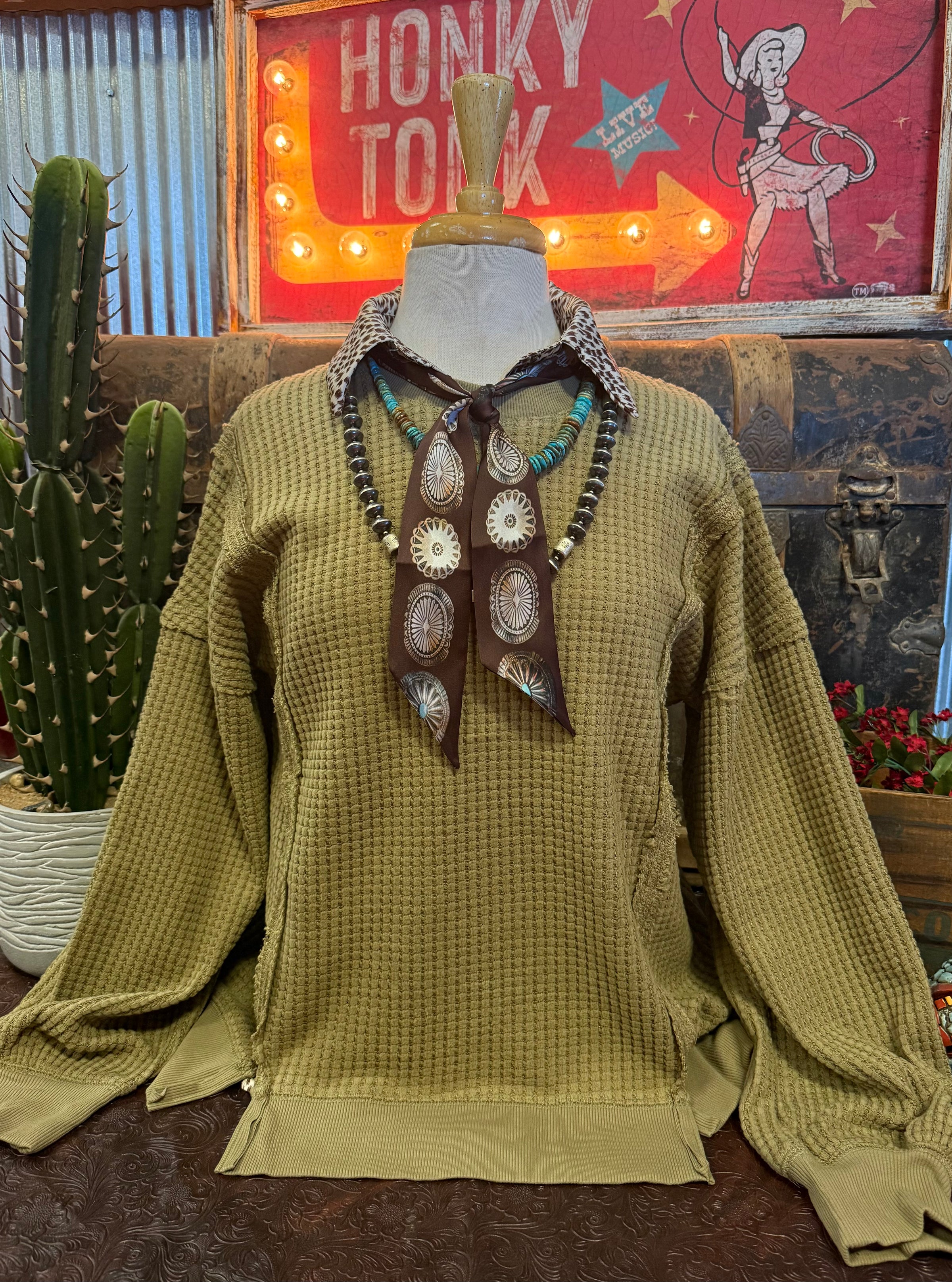VJ Olive Waffle LS