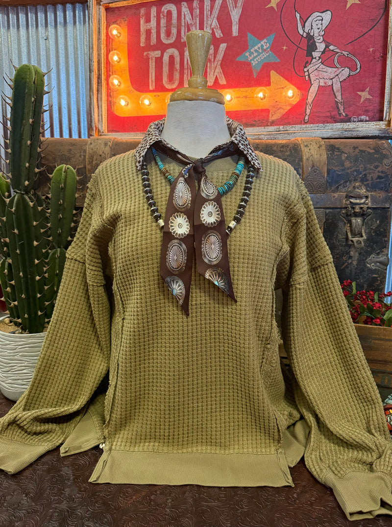VJ Olive Waffle LS
